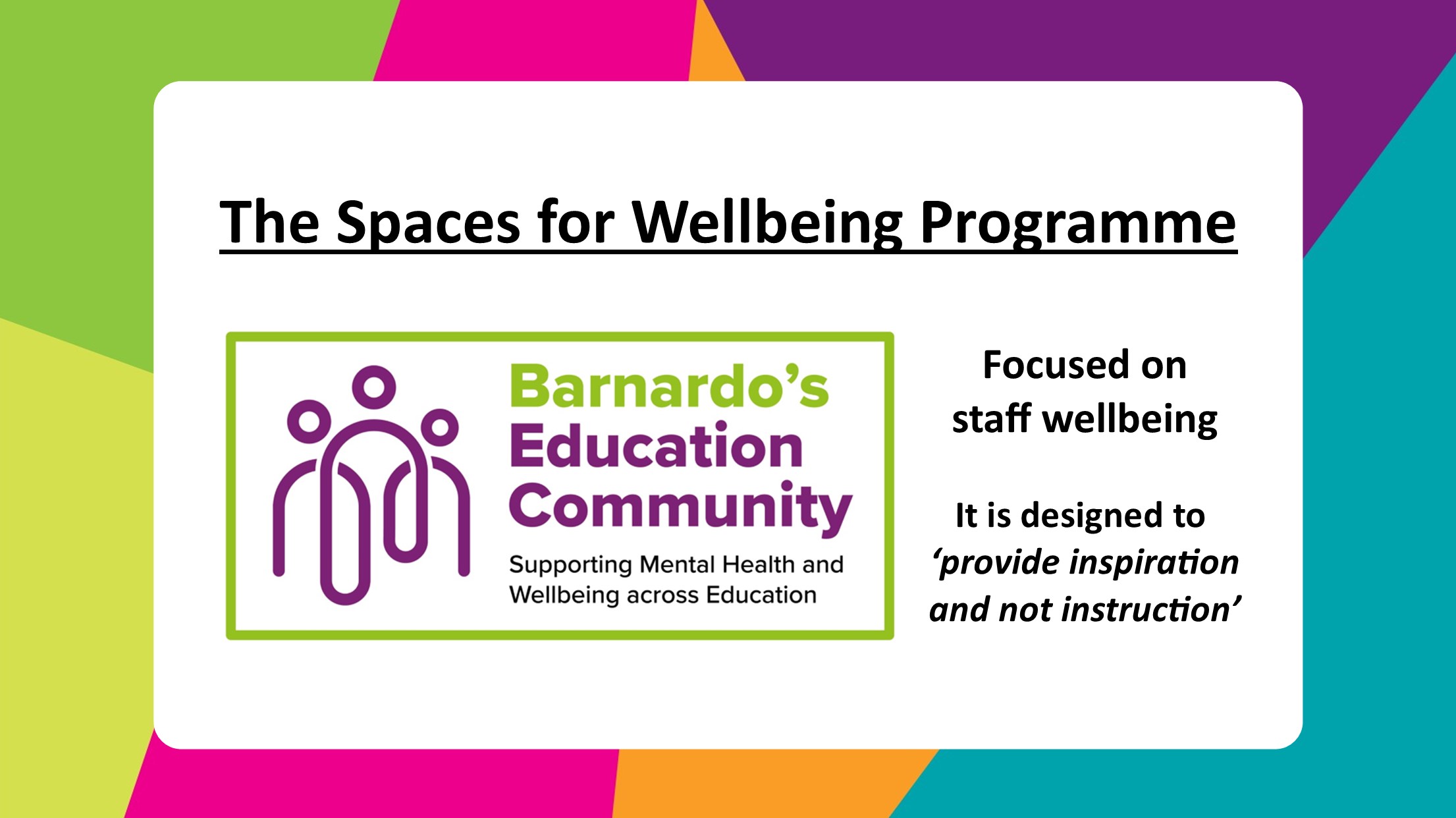 The Spaces for Wellbeing Programme